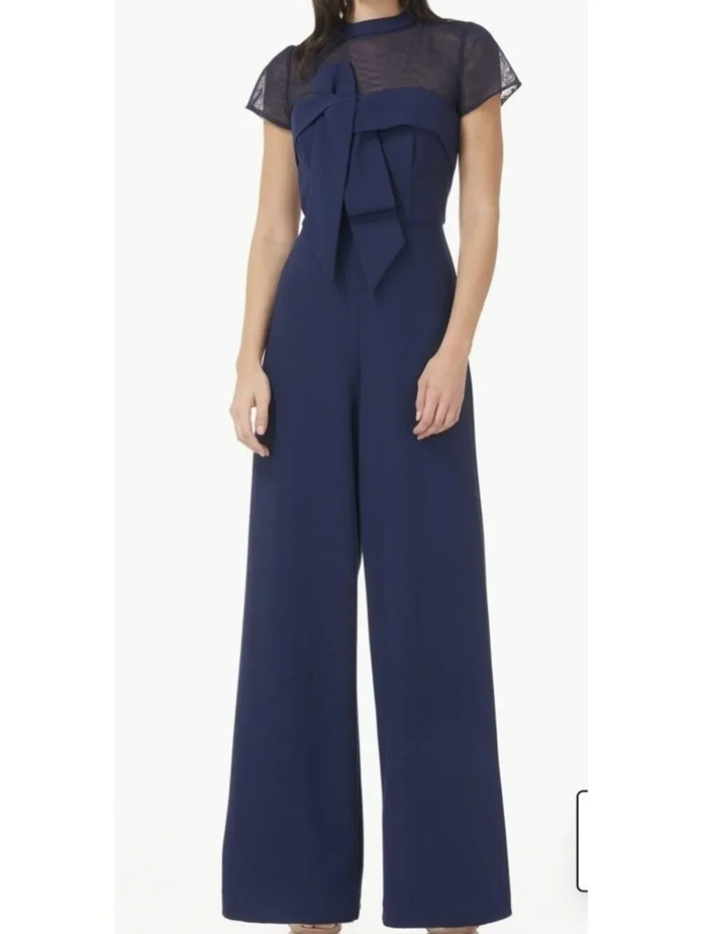 JS Collections Calista Peplum Jumpsuit Womens Size 14 Navy Wide Leg Formal NWT - Picture 1 of 16